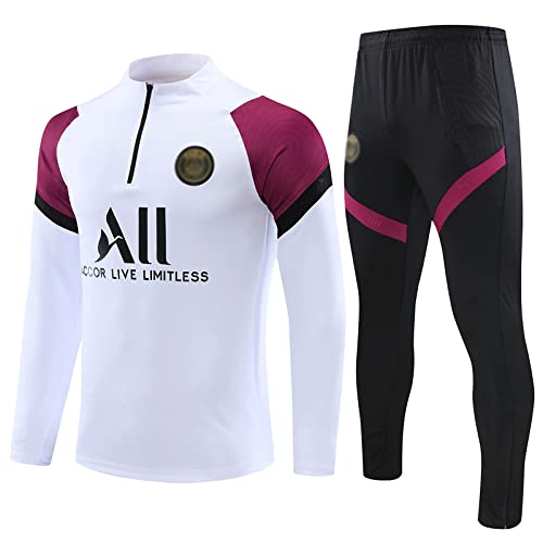 SHCOOCY Chándales de fútbol Portugal para hombre, chándal de entrenamiento de fútbol para club de fútbol PṢG chándal de manga larga para adultos Paris, primavera y otoño unisex (Blanco 2, l)