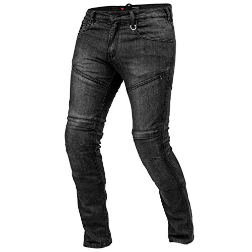 Shima Gravel Vaquero Moto Hombre - Pantalones Jeans Ventilados Slim Fit Hombres con Refuerzos de Kevlar, Prottecion CE de Rodilla y Cadera (Negro, 36)