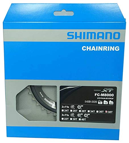 SHIMANO 38D M8000 XT 11V.DOB.38/28 Plato, Adultos Unisex, Negro, 38/28