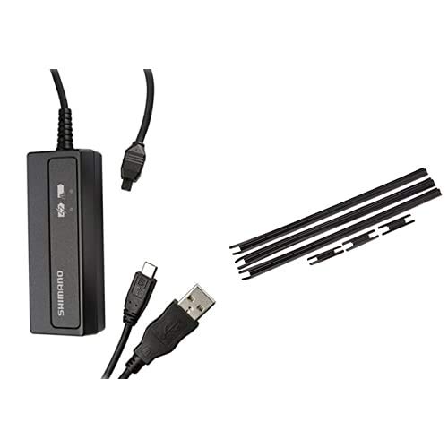 Shimano E-Tube SMBCR2 - Cargador Bateria Interna C/Cable + E-Tube SMEWC2L - Guia Cables Ultegra Di2 Adhesivo, color negro