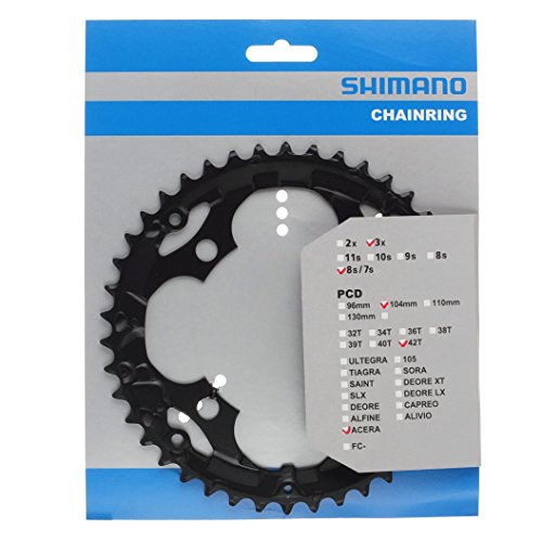 SHIMANO Plato MTB (42 Dientes, Negro, LK 104 FC-M361)