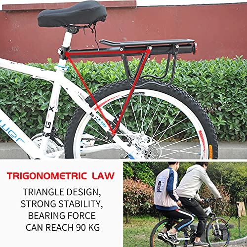 SHINESTONE BICYEWIN - Portaequipajes para asiento trasero trasero de bicicleta, soporte para alforjas bolsas, carga de 50 kg, aleación de aluminio ajustable con reflector para ciclismo (negro)