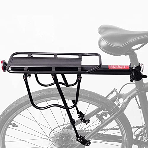 SHINESTONE BICYEWIN - Portaequipajes para asiento trasero trasero de bicicleta, soporte para alforjas bolsas, carga de 50 kg, aleación de aluminio ajustable con reflector para ciclismo (negro)