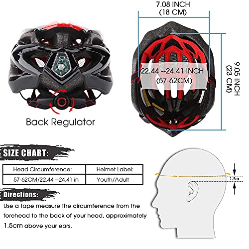 Shinmax Casco Bicicleta Adulto Casco Bicicleta Hombre Mujere Casco Bici con luz Certificado CE,Casco Bicicleta con Visera Ligero Ajustable Casco Bicicleta Montaña para Ciclismo Skateboard 57-62CM