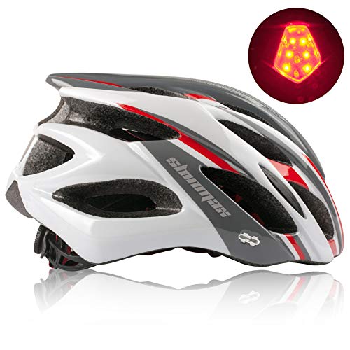 Shinmax Casco Bicicleta Adulto Casco Bicicleta Hombre Mujere Casco Bici con luz Certificado CE,Casco Bicicleta con Visera Ligero Ajustable Casco Bicicleta Montaña para Ciclismo Skateboard 57-62CM