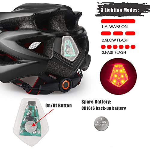 Shinmax Casco Bicicleta Adulto con Visera,Certificado CE Casco de Bicicleta con luz LED Casco Bicicleta Hombre Mujere MTB Casco Bici Casco Ciclismo para Montaña Ajustable Casco para Bicicleta 57-62cm