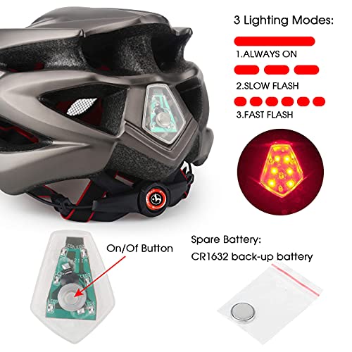 Shinmax Casco Bicicleta Adulto con Visera,Certificado CE Casco de Bicicleta con luz LED Casco Bicicleta Hombre Mujere MTB Casco Bici Casco Ciclismo para Montaña Ajustable Casco para Bicicleta 57-62cm