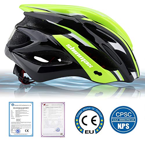 Shinmax Casco Bicicleta Adulto con Visera,Certificado CE Casco de Bicicleta con luz LED Casco Bicicleta Hombre Mujere MTB Casco Bici Casco Ciclismo para Montaña Ajustable Casco para Bicicleta 57-62cm