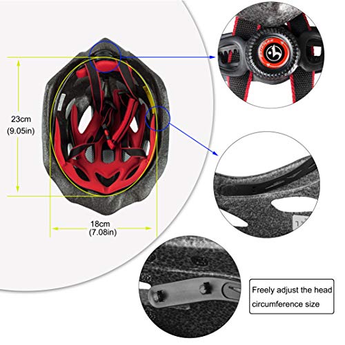 Shinmax Casco Bicicleta Adulto con Visera,Certificado CE Casco de Bicicleta con luz LED Casco Bicicleta Hombre Mujere MTB Casco Bici Casco Ciclismo para Montaña Ajustable Casco para Bicicleta 57-62cm