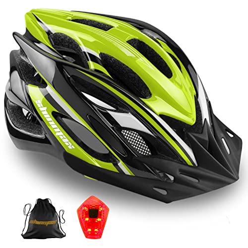 Shinmax Casco Bicicleta Adulto con Visera,Certificado CE Casco de Bicicleta con luz LED Casco Bicicleta Hombre Mujere MTB Casco Bici Casco Ciclismo para Montaña Ajustable Casco para Bicicleta 57-62cm