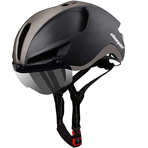 Shinmax Casco Bicicleta,Casco Bicicleta Adulto para con Magnética Visera,Casco MTB con Luz LED Recargable & Cuerda de Seguridad Reflectante,Cascos Bicicleta Montaña,Casco de Bicicleta 57-62CM (RC-088)