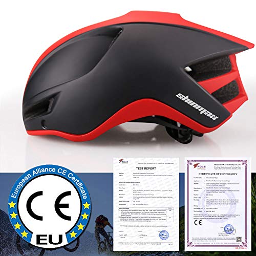 Shinmax Casco Bicicleta,Casco Bicicleta Adulto para con Magnética Visera,Casco MTB con Luz LED Recargable & Cuerda de Seguridad Reflectante,Cascos Bicicleta Montaña,Casco de Bicicleta 57-62CM (RC-088)