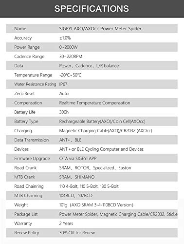 SIGEYI bicicleta araña medidor de potencia AXO Road Bike Power Meter 110BCD para SRAM GXP Red Force Rival Power Meter Road Bike Manivela Soporte Shimano Chainwheel (SRAM 110BCD 4 agujeros)