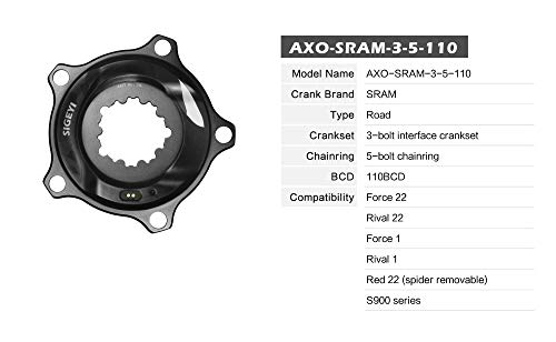 SIGEYI Bicicletas Spider Power Meter AXO Road Bike Power Meter 110BCD para SRAM GXP Red Force Rival Power Meter Road Bike Crank (SRAM 110BCD 5 agujeros)