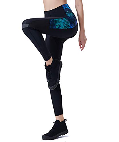 SILIK Pantalones de Ciclismo Acolchados Leggings Damas Largos Bolsillos de Bicicleta de montaña Medias Verde Azur XXL