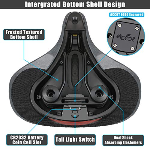 Sillín de Bicicleta Ancho Impermeable Acolchado con Cojín Suave, Ajuste Universal Cómodo Asiento de Bicicleta