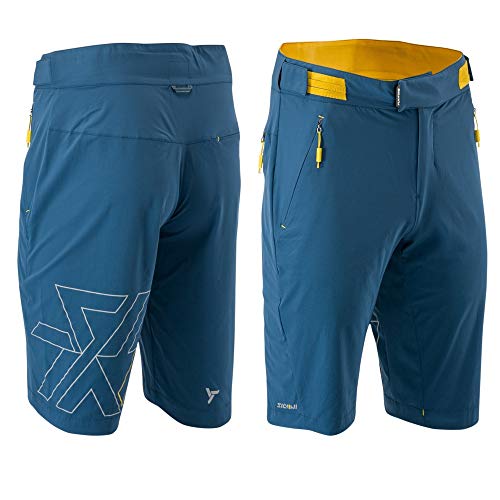 SILVINI META - Pantalones cortos de ciclismo para hombre, muy ligeros, para bicicleta de montaña, Hombre, azul/amarillo, 5XL