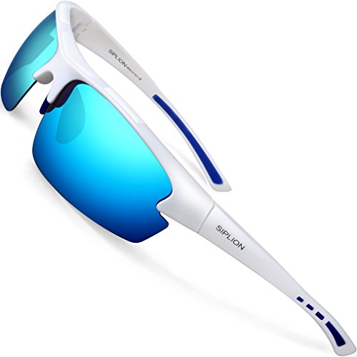 SIPLION Hombre Gafas de sol Polarizadas Deportes para Ciclismo Pesca Golf TR90 Súper ligero Marco 502 BLUE