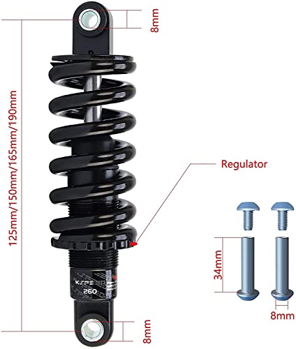 SJHFG MTB MTB Bicicletas Amortiguador Trasero Primavera, 125 mm / 150 mm / 165 mm / 190 mm de Bicicletas Soft Tail Suspension buje y el Tornillo Accesorios Accesorios para Bicicletas