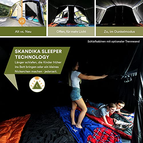 skandika Montana Sleeper - Tienda de campaña Familiar para 8-10 Personas - cabinas oscuras para Dormir - Columna de Agua de 5.000 mm (Sleeper 10 pers.)