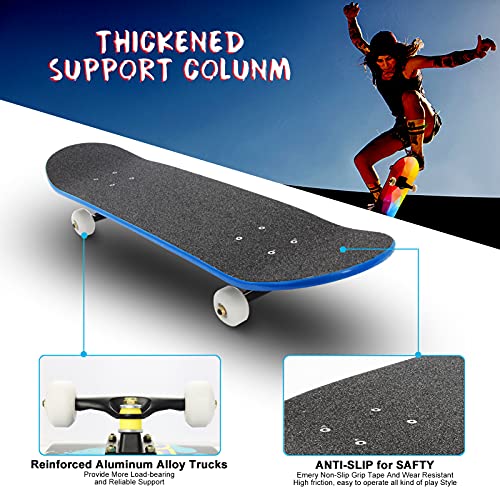 Skateboard para Principiantes Niños Adultos 79 X 20 Cm, Monopatin Completo de 7 Capas de Madera de Arce para Niños y Niñas, con Rodamientos ABEC-7 y Herramienta en T de Skate Todo en Uno