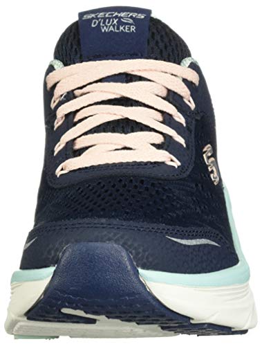 Skechers D'lux Walker, Zapatillas Bajas Mujer, Azul (Navy Leather/Mesh/Lt Pink and Lt Blue Trim Nvlb), 37 EU