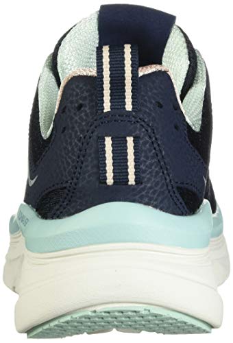 Skechers D'lux Walker, Zapatillas Bajas Mujer, Azul (Navy Leather/Mesh/Lt Pink and Lt Blue Trim Nvlb), 37 EU