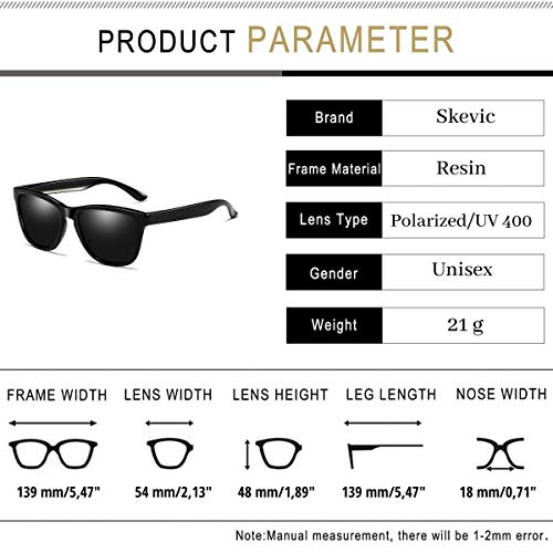 Skevic Gafas de Sol Polarizadas Hombre Mujer - Gafas para Ciclismo, Running, Deporte, Pesca, Conducir, MTB, Esquí, Golf, Bicicleta etc. Gafas de Sol Mujer, Gafas de Sol Hombre Protección 100% UV400