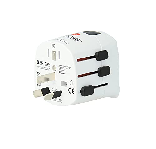 SKROSS | 1.103150 | Pro Light | Adattatore Universale da Viaggio con Schuko. Tensione e Potenza: 100V – 630W / 250V – 1575W - Adatto a PC e Asciugacapelli. Protezione Anti Scossa elettrica