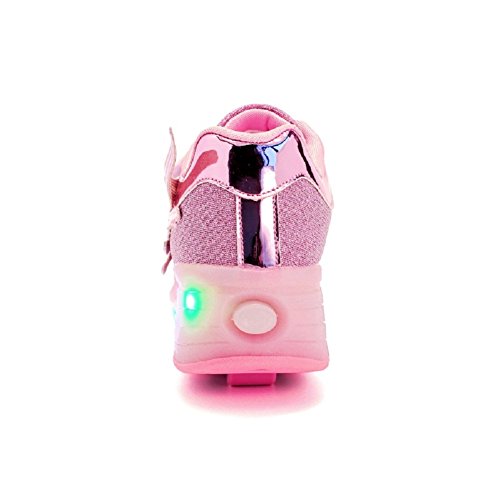 SkybirdUK Cambio de 7 colores LED mejorada regletas de rodillos de ruedas zapatos del patín para Unisex-niños 4 Reino Unido Rosa