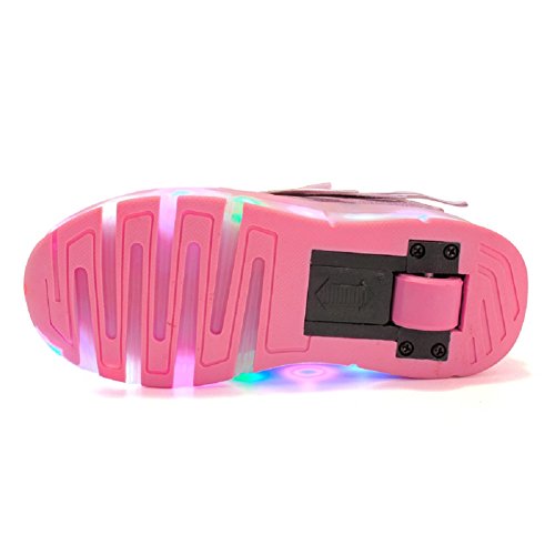 SkybirdUK Cambio de 7 colores LED mejorada regletas de rodillos de ruedas zapatos del patín para Unisex-niños 4 Reino Unido Rosa