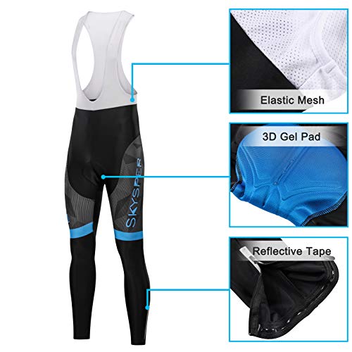 SKYSPER Ciclismo Maillot Hombres Jersey + Pantalones Largos Culote Mangas Largas de Ciclismo Conjunto de Ropa Maillot Entretiempo para Deportes al Aire Libre Ciclo Bicicleta