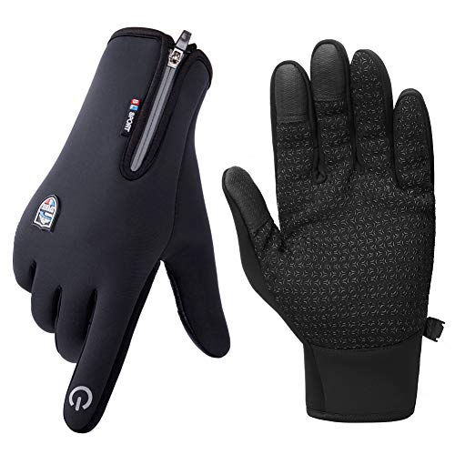 SKYSPER Guantes Ciclismo Invierno Guantes de Pantalla Táctil Deportivos Antideslizante Forro Vellón Térmico Anti-Viento Impermeable Deportes al Aire Libre Moto Bici Motocicleta para Mujer Hombre