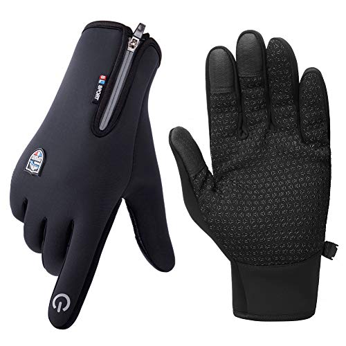 SKYSPER Guantes Ciclismo Invierno Guantes de Pantalla Táctil Deportivos Antideslizante Forro Vellón Térmico Anti-Viento Impermeable Deportes al Aire Libre Moto Bici Motocicleta para Mujer Hombre