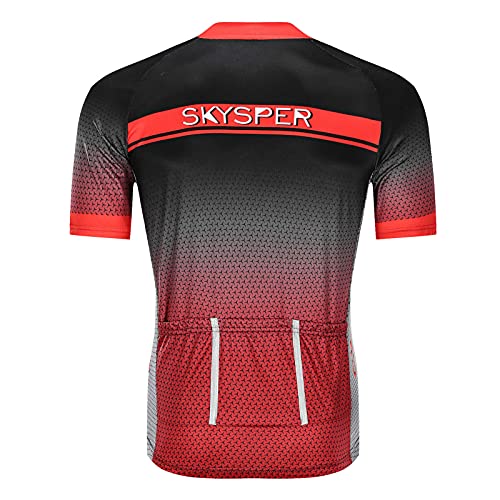 SKYSPER Maillot Ciclismo Hombre Camiseta Ropa de ciclismo Manga Corta Ropa Ciclista para Bicicleta de Montaña con Bolsillo Transpirable Secado Rápido Verano para Deportes al Aire Libre Ciclo Bicicleta