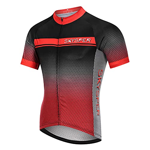 SKYSPER Maillot Ciclismo Hombre Camiseta Ropa de ciclismo Manga Corta Ropa Ciclista para Bicicleta de Montaña con Bolsillo Transpirable Secado Rápido Verano para Deportes al Aire Libre Ciclo Bicicleta