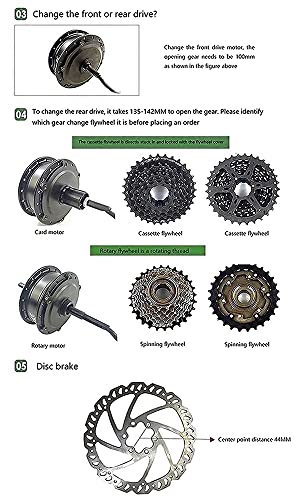 SKYWPOJU 48V 500W Control Kit de conversión de Bicicleta eléctrica 20", 24", 26", 27,5", 28", 29er, 700C Controlador de Velocidad de Ruedas traseras con Pantalla KT-LCD3