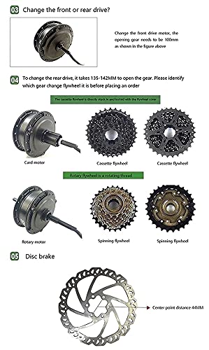 SKYWPOJU Kit de conversión de Bicicleta eléctrica, 20"24" 26"27,5" 28"29er 700C 48V1500W Motor de Rueda Trasera Motor de buje de Bicicleta eléctrica con Pantalla KT-LCD8S