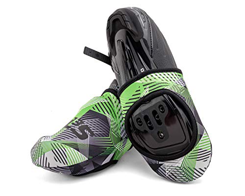 SLS3 Cycling Shoe Cover - Toe Covers - Neoprene Cold Weather Covers - Bike Foot Covers - Wind Resistant - No More Cold Feet (Green Geo, S/M)