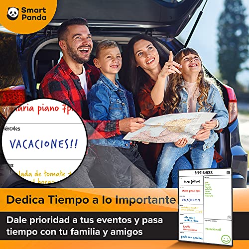 Smart Panda Calendario Magnético para Nevera - Ideal Planificador de Menú, Recordatorio, Lista de la Compra - Pizarra Magnética Incluye 4 Rotuladores de Color – Semanal – En Español