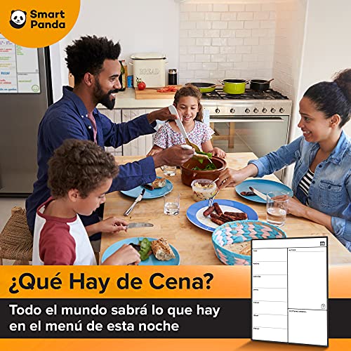 Smart Panda Calendario Magnético para Nevera - Ideal Planificador de Menú, Recordatorio, Lista de la Compra - Pizarra Magnética Incluye 4 Rotuladores de Color – Semanal – En Español