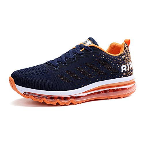 Smarten Zapatillas de Running Hombre Mujer Air Correr Deportes Calzado Verano Comodos Zapatillas Sport Blue Orange 45 EU