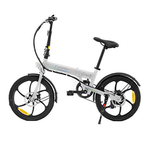 SMARTGYRO Ebike Crosscity White - Bicicleta Eléctrica Urbana, Ruedas de 20", Asistente al Pedaleo, Plegable, Batería extraíble de Litio 36V de 4.4 mAh, Freno de Disco, 6 velocidades Shimano