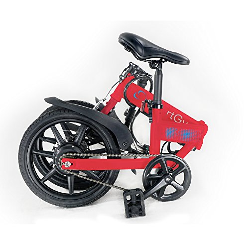 SMARTGYRO Ebike Red - Bicicleta Eléctrica, Ruedas de 16", Asistente al Pedaleo, Plegable, Batería extraíble de Litio de 4400 mAh, Freno V-Brake y Disco, Autonomía 30-50 Km, Color Rojo