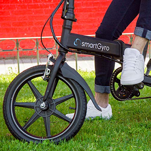 SMARTGYRO Ebike Red - Bicicleta Eléctrica, Ruedas de 16", Asistente al Pedaleo, Plegable, Batería extraíble de Litio de 4400 mAh, Freno V-Brake y Disco, Autonomía 30-50 Km, Color Rojo