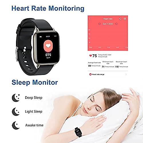 Smartwatch, 1.69'' Reloj Inteligente Hombre Mujer, Impermeable IP68 Reloj Deportivo con Pulsómetro, Monitor de Sueño, Monitores de Actividad, Cronómetro, Podómetro, Pulsera Actividad para iOS Android