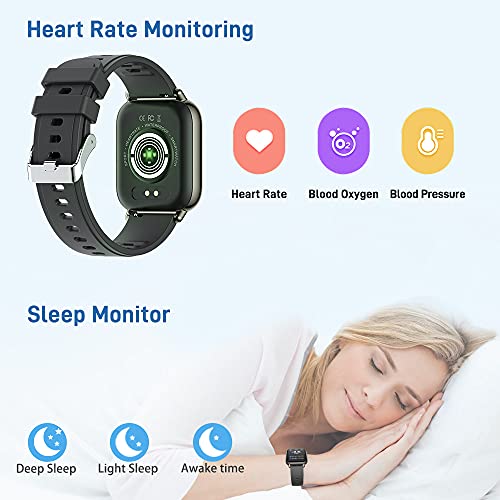 Smartwatch, 1.69'' Reloj Inteligente Mujer Hombre, Impermeable IP68 Pulsera Actividad Inteligente con Pulsómetro, Monitor de Sueño, Cronómetro, Podómetro, Calorías, Reloj Deportivo para iOS Android