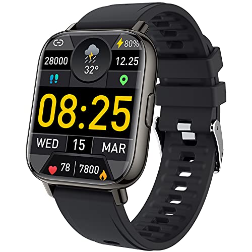 Smartwatch, 1.69'' Reloj Inteligente Mujer Hombre, Impermeable IP68 Pulsera Actividad Inteligente con Pulsómetro, Monitor de Sueño, Cronómetro, Podómetro, Calorías, Reloj Deportivo para iOS Android