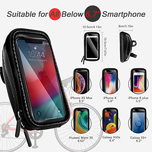 Snowpea Bolsa Manillar Bici Impermeable Bolsa Tubo Bicicleta con Pantalla Táctil Bolsa Marco Bicicleta Bolsa Movil Bici para iPhone XS MAX/XR/X/8Plus Samsung S9/S8 hasta 6,7'' Smartphone