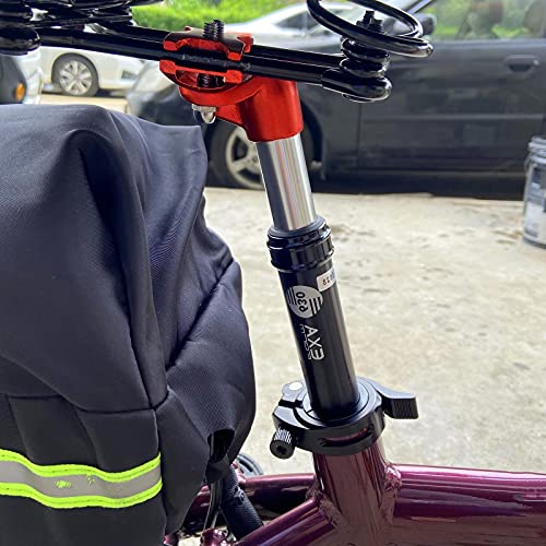Soekodu 27,2 mm/31,6 mm Tija Sillín con Suspensión para Bicicleta, Tija Sillín Aluminio para Bicicleta con Abrazadera Tija Sillín con Amortiguador de Lmpacto para MTB Road Bike BMX (27.2mm,Red)
